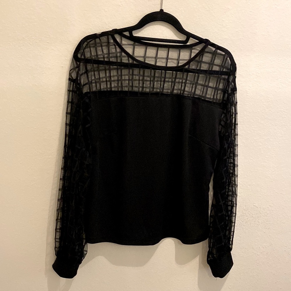 Black Semi-Sheer Long Sleeved Top